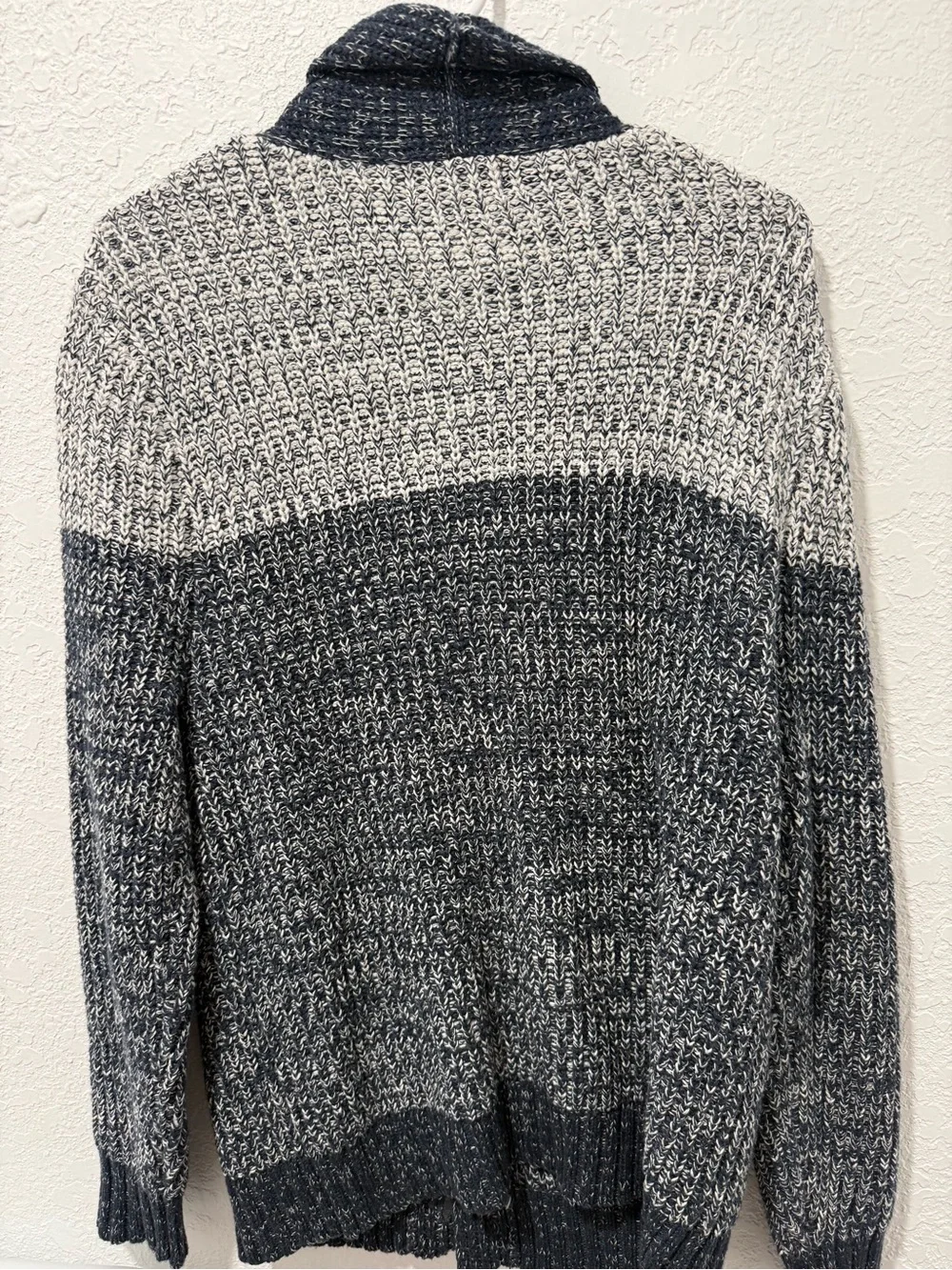 Goodfellow & Co Navy and White Shawl Collar Button-Up Sweater